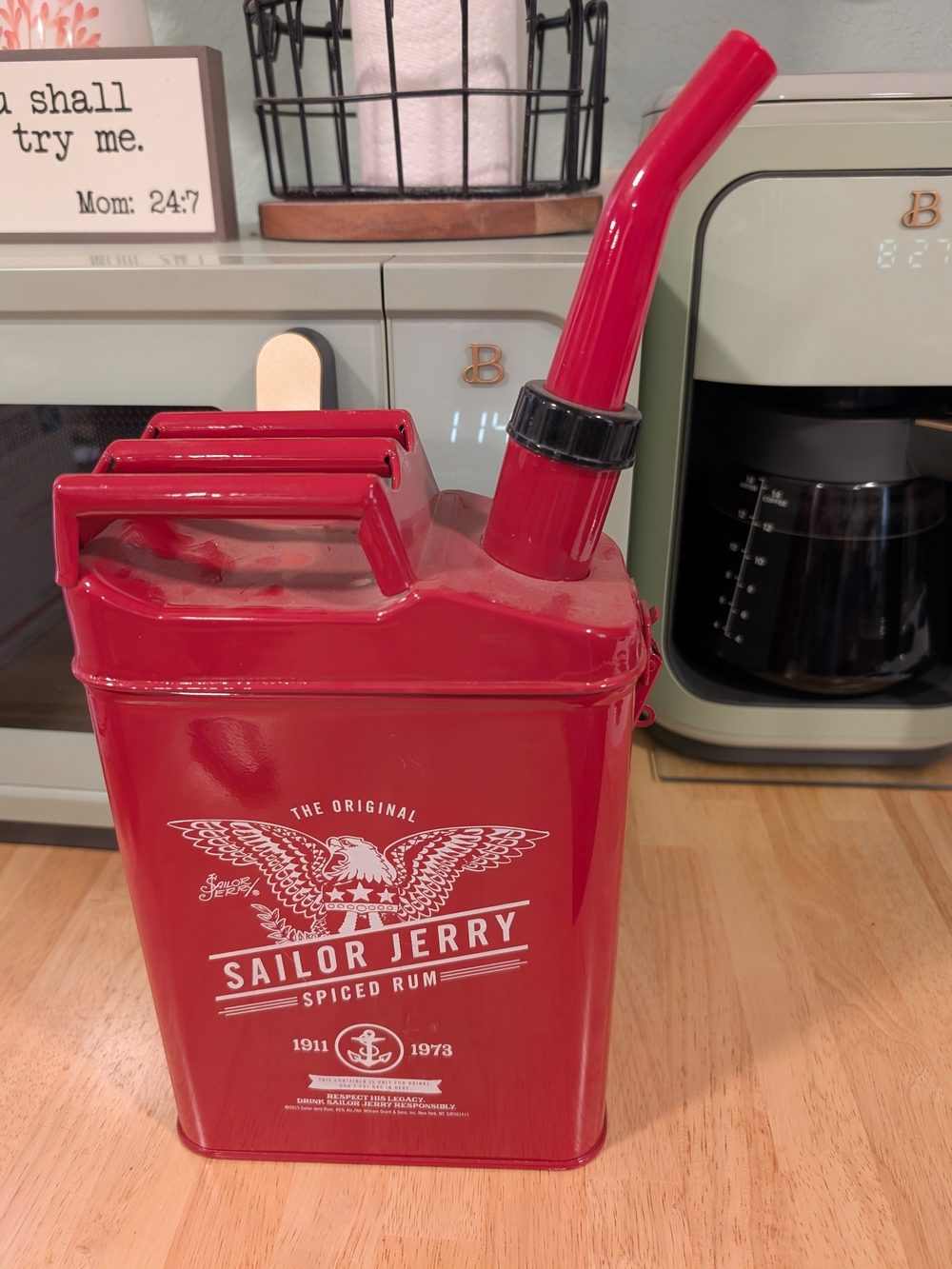 Sailor Jerry Spiced Rum Red Metal Gas Can Drink Dispenser